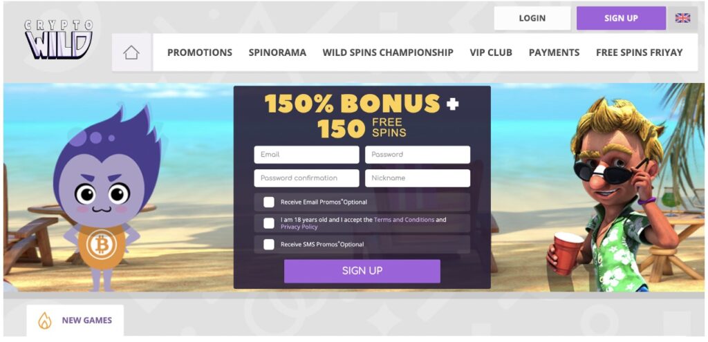 gambling sites like roobet, Crypto Wild Casino Website Screenshot