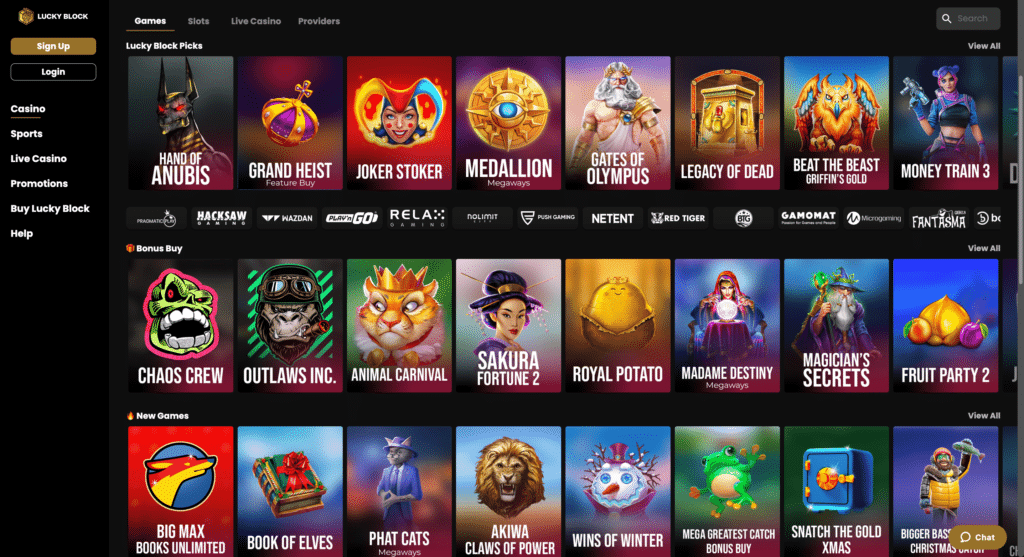 LuckyBlock website screenshot