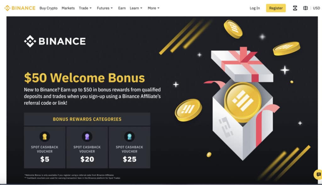 Binance website screenshot