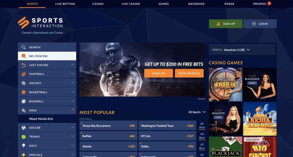 Spin Sports Sportsbook website screenshot